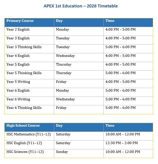 Course Timetable